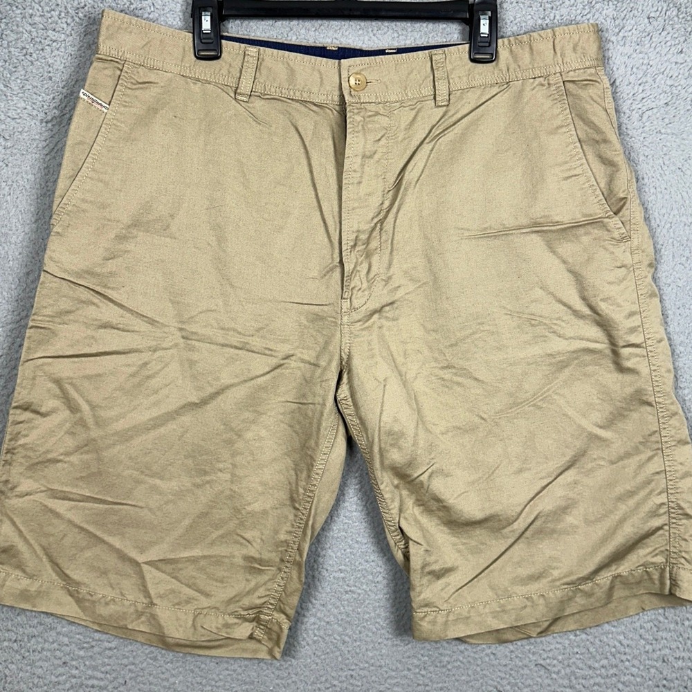 Diesel Linen Blend Shorts Mens 38 Tan Khakis Chino Casual Flat Front Pockets EUC